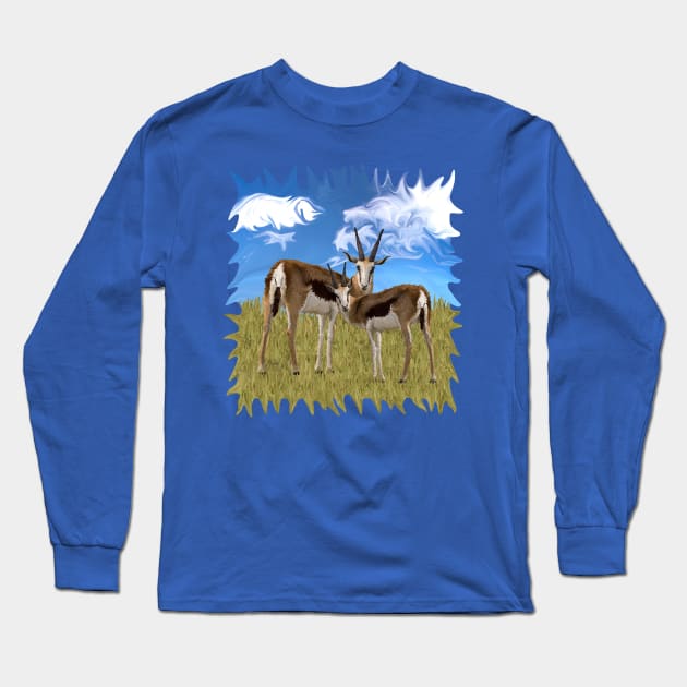 Grazing Gazelles Long Sleeve T-Shirt by distortionart